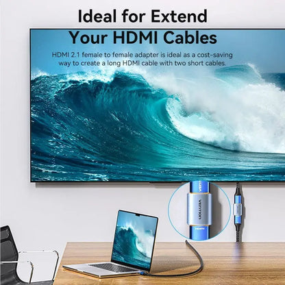 Adaptador X2 Union Hdmi 2,1 8k Hembra Cable Extensor Vention