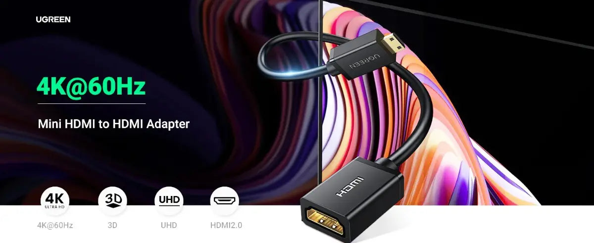 Adaptador Mini Hdmi Macho A Hdmi 2,0 Hembra Uhd 4k Ugreen