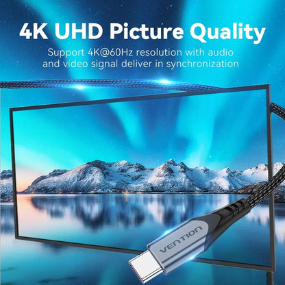 Cable Usb C 3,1 Gen 2 5 Amp Aluminio 4k Uhd 1 Metro Vention Negro
