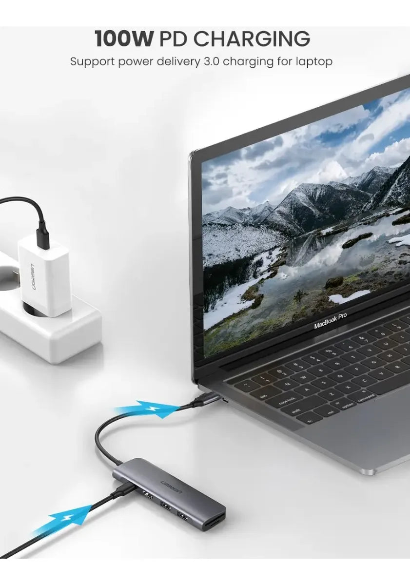 Hub Multipuerto Usb-c 6 En 1 Pd Hdmi Usb 3,0 4k Sd Fd Ugreen