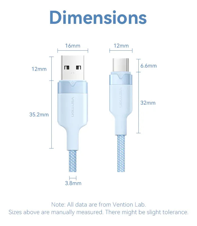 Cable Usb 2,0 A Usb C Blanco Carga Rapida 3a 2m Vention Blanco