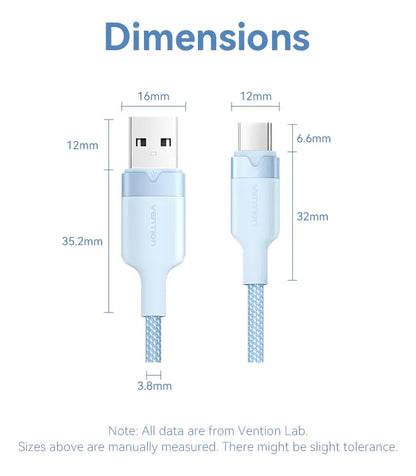 Cable Usb 2,0 A Usb C Blanco Carga Rapida 3a 2m Vention Blanco