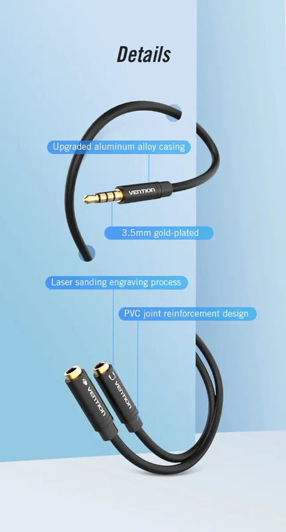 Cable Adaptador Auxiliar Para Auricular Y Microfono Vention