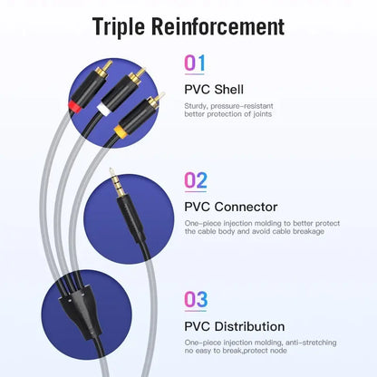 Cable Audio Video P/ Huawei Smart Box 3,5mm A Rca 2m Vention