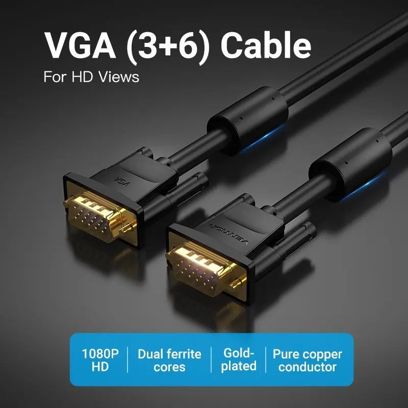 Cable Vga 2m Monitor Video Con Filtro De Ferrite Vention