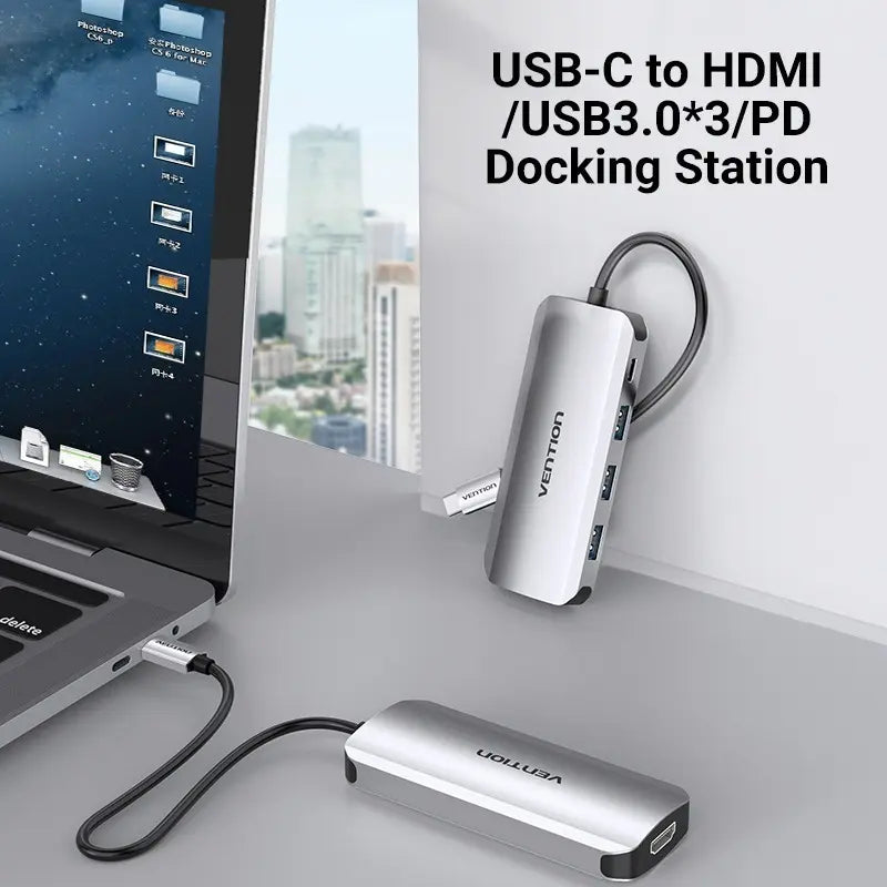 Hub Multipuerto Vention Hdmi Usb 3,0 Usb C + Power Delivery