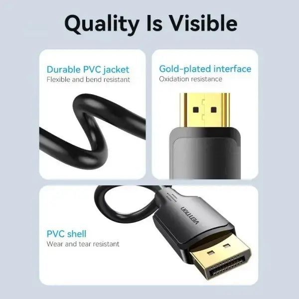 Cable Display Port A Hdmi 4k 30hz 2k 60hz 3d 1 M Vention