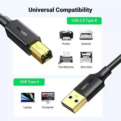 Cable Para Impresora Usb A Usb Tipo B 5m Blindado Ugreen Negro