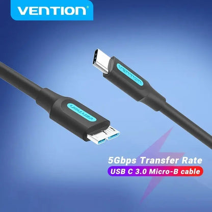 Cable Usb-c 3,0 A Usb Micro-b 2a 5gbps 0,5 Metros Vention Negro