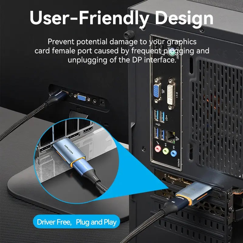 Adaptador Ultra 8k Display Port Macho A Hdmi Hembra Vention