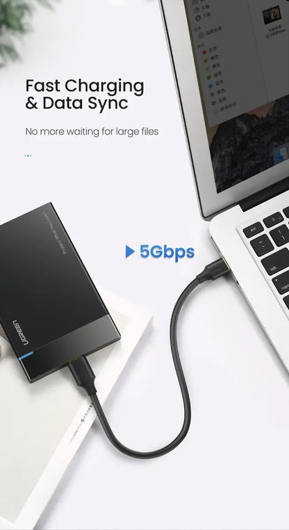 Cable Para Discos Rigido Usb 3,0 A Micro B 0,5m 5gbps Ugreen Negro