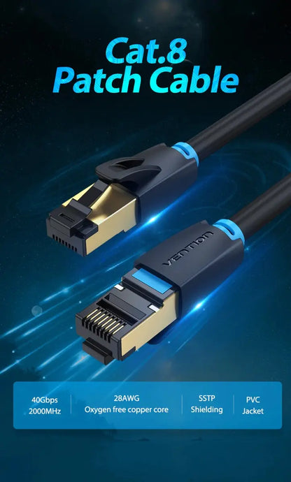 Cable De Red Premium Cat8 0,5 Metros Patch Cord Rj45 Vention
