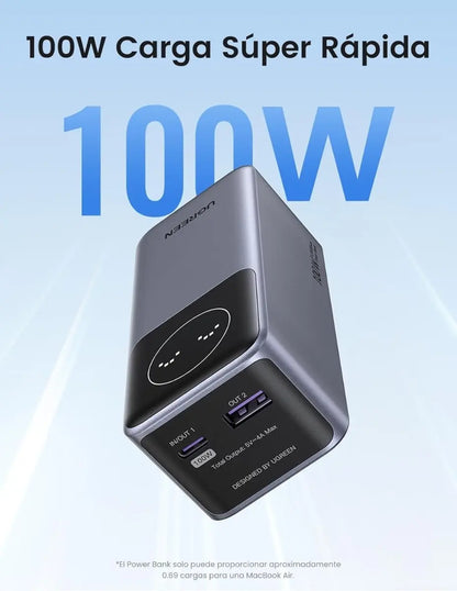 Power Bank Bateria Portatil 12000mah 100w Usb Tipo C Ugreen Gris