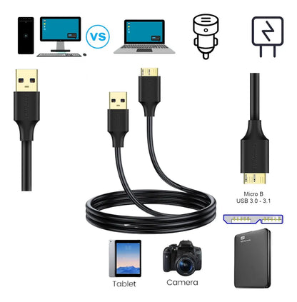 Cable Para Discos Rigido Usb 3,0 A Micro B 0,5m 5gbps Ugreen Negro