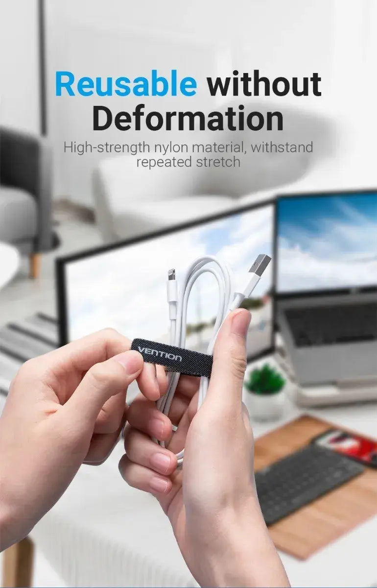 Tira Organizadora De Cables Nylon Autoadhesivo Vention - Negro