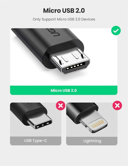 Cable Adaptador Otg Micro Usb A Usb 2,0 Hembra Ugreen Negro