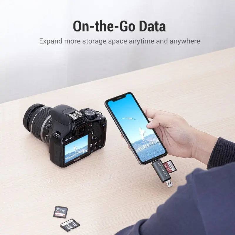 Lector De Tarjetas Sd Tf A Usb-c Usb Y Micro Usb Vention Gris