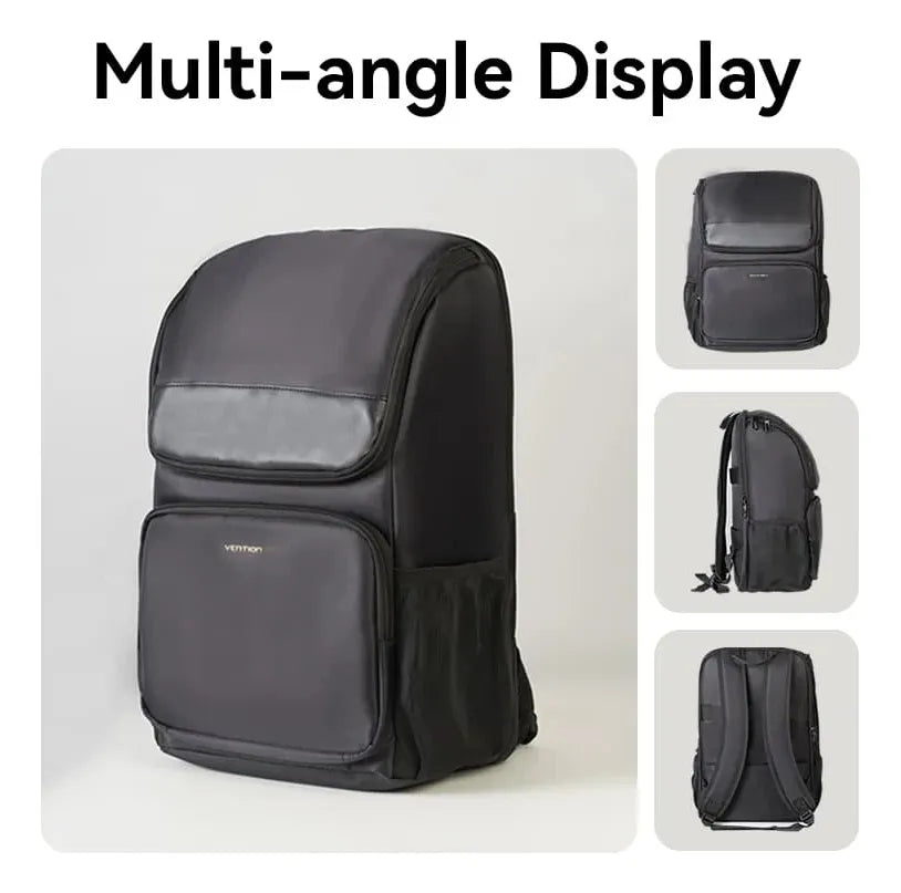 Mochila Porta Notebook Y Laptop 15,6 19 Litros Vention Negro Liso