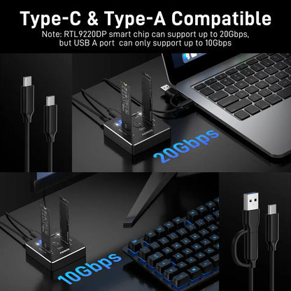 Docking Station Fideco Clonador Dual M,2 Nvme Sata Ssd