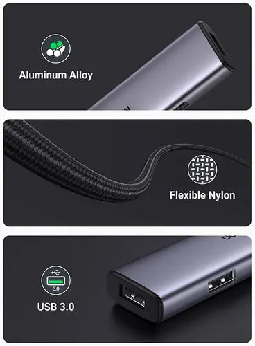 Hub Multipuerto Usb A Usb 3,0 X4 Usb-c Aluminio Ugreen