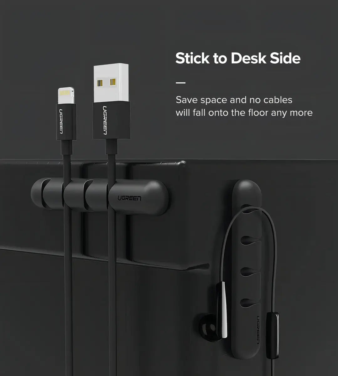 Organizador De 7 Cables Escritorio Con Adhesivo 3m Ugreen Negro
