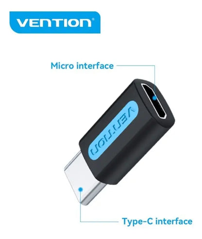 Adaptador Usb C Macho A Micro Usb Hembra Vention Negro