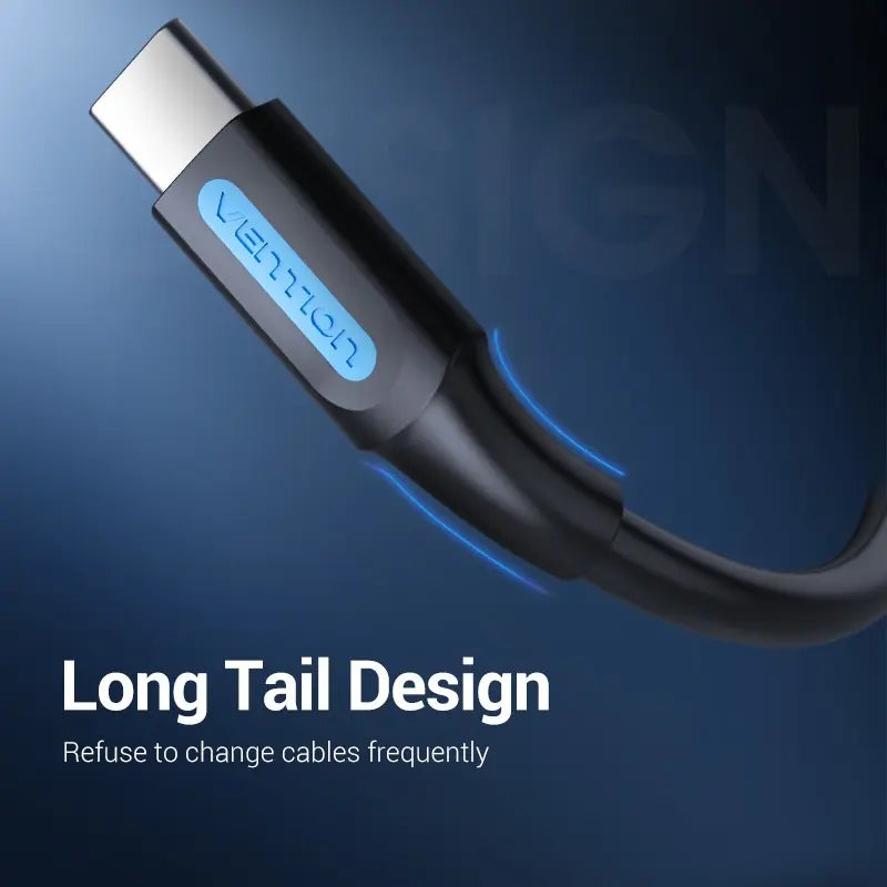 Cable De Carga Para Celular Usb A Usb-c 2,0 3a 0,25m Vention Negro