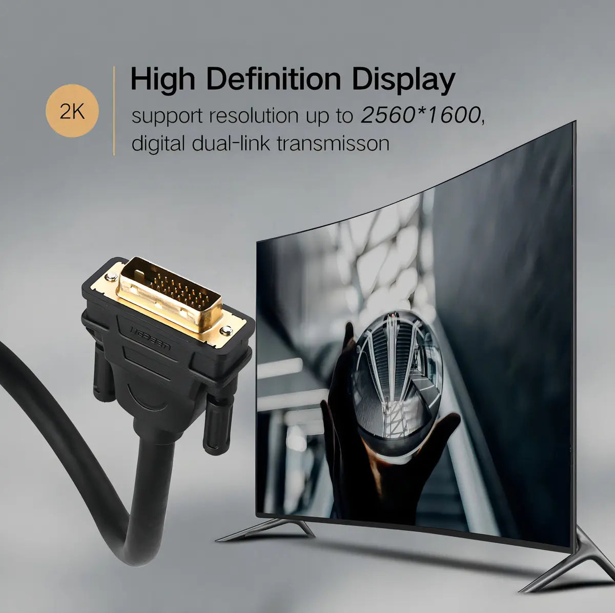 Cable Dvi 24+1 Bidireccional Macho A Macho Negro 2m Ugreen