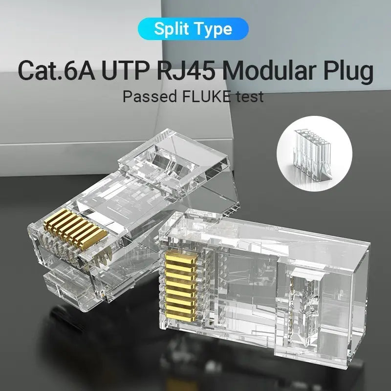 Ficha Red Plug Rj45 Cat6a Modular Utp X100 Vention