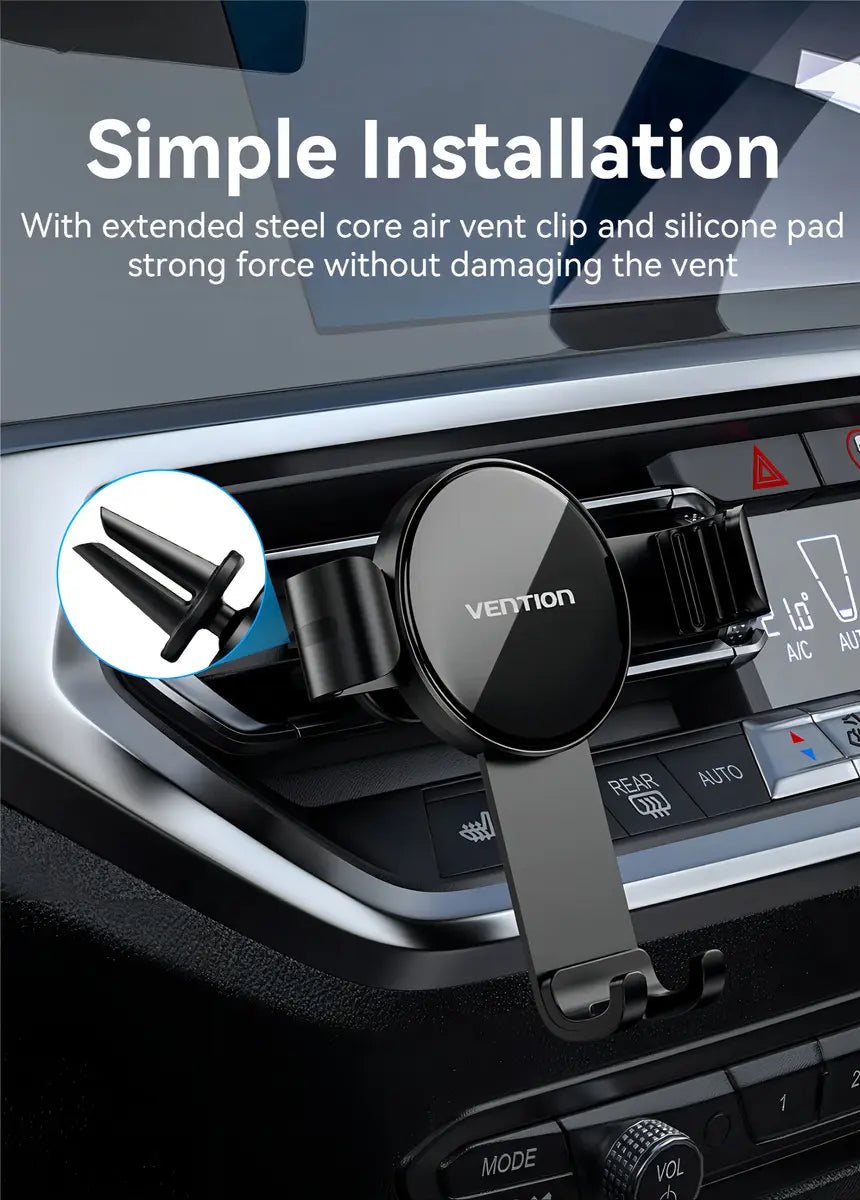 Soporte De Celular Para Auto - Agarre Automatico - Vention Negro