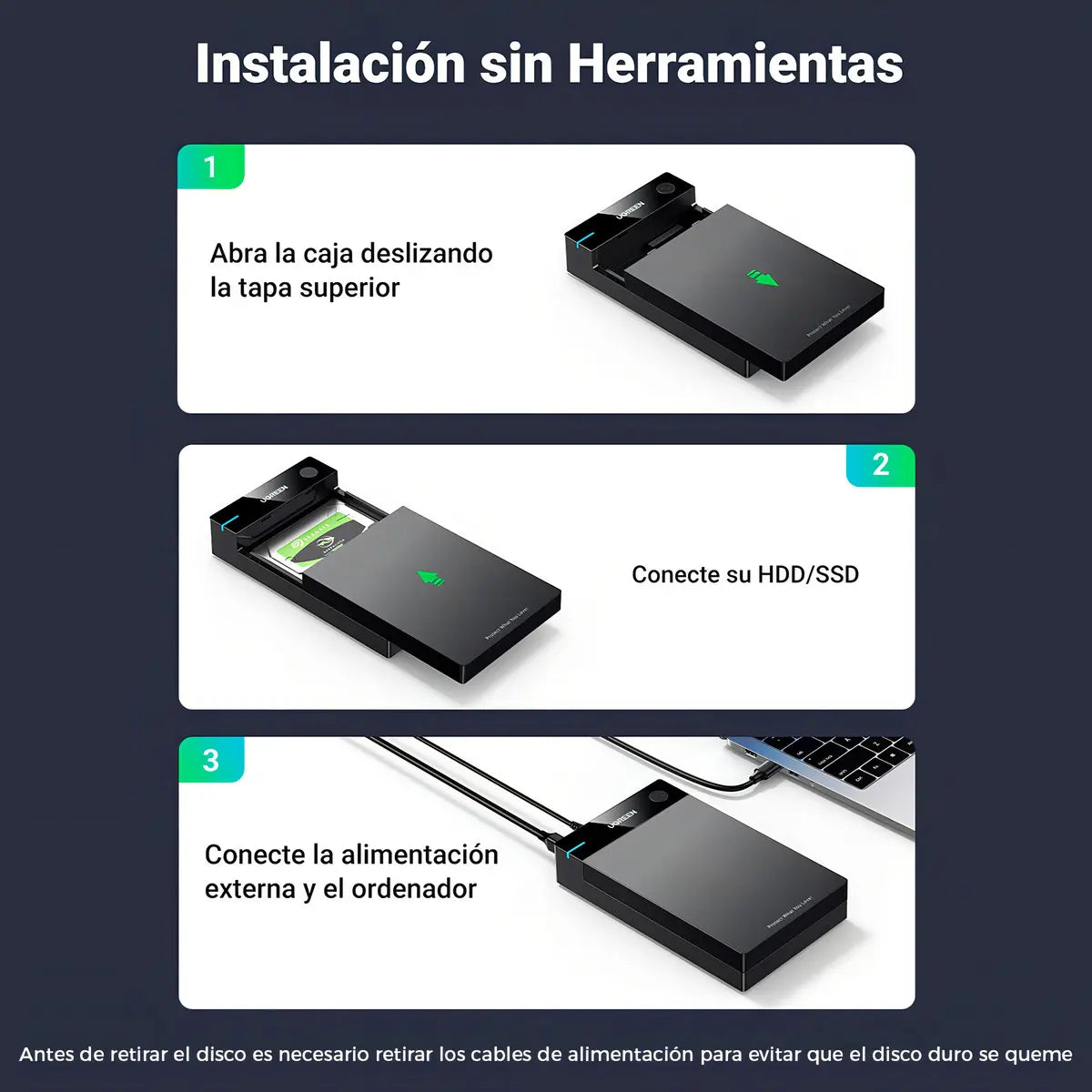 Carry Disk Disco Externo Hdd 3,5 Ssd Sata A Usb-b 3,0 Ugreen