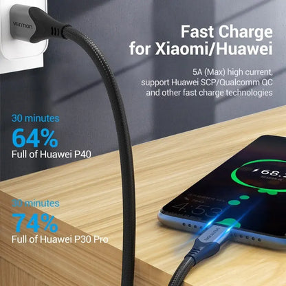 Cable Carga Y Datos - Usb-c A Usb - 2,0 - 5a - 3m - Vention