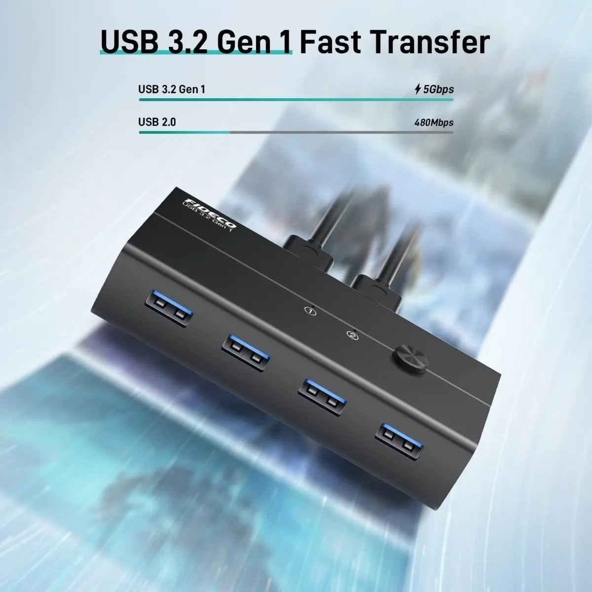 Hub Switch Usb 3,0 4 Puertos Para 2 Pcs Fideco