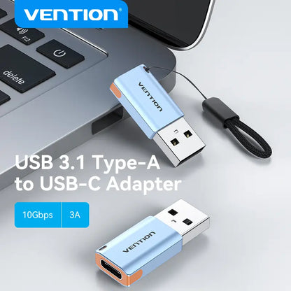 Adaptador Usb Hembra A Usb C Otg 3,1 10 Gbps Vention Azul Acero
