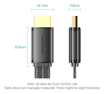 Cable Hdmi 2,1 8k 60hz 48gbps Hdr Trenzado 2 Metros Vention
