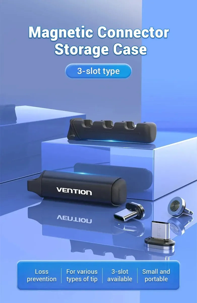 Porta Ficha De Cable Magnetico Usb-c Y Lightning Vention Negro