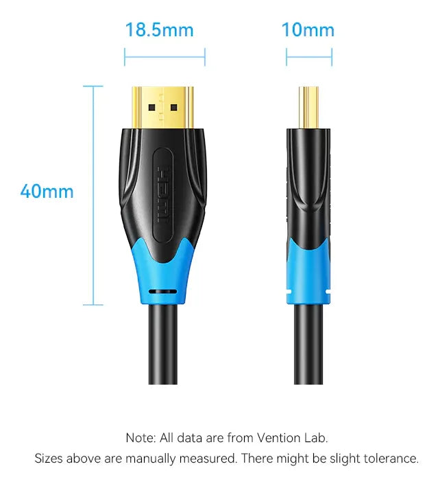 Cable Hdmi 2,0 3d Arc 1080 Certif 4k 75cm 18 Gbps Vention