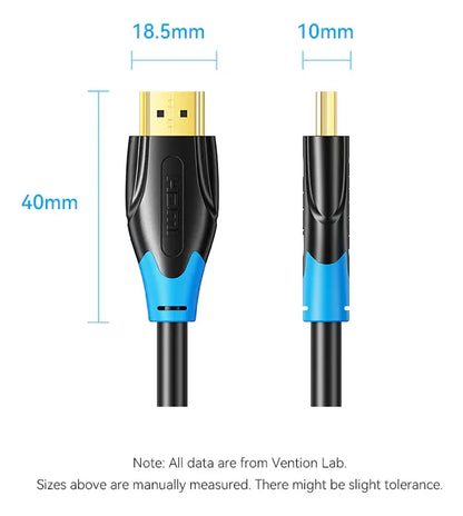 Cable Hdmi 2,0 3d Arc 1080 Certif 4k 75cm 18 Gbps Vention