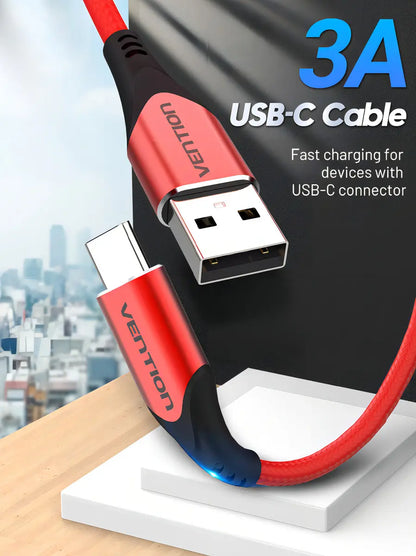 Cable De Carga Rapida Usb-c A Usb 2,0 - Rojo - 1m - Vention Rojo
