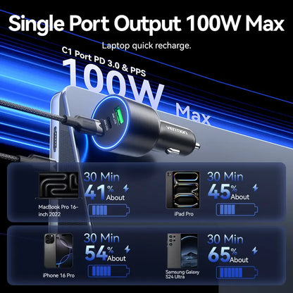 Cargador De Auto Rapido Usb C 3 Puertos 165w Celular Vention Plateado
