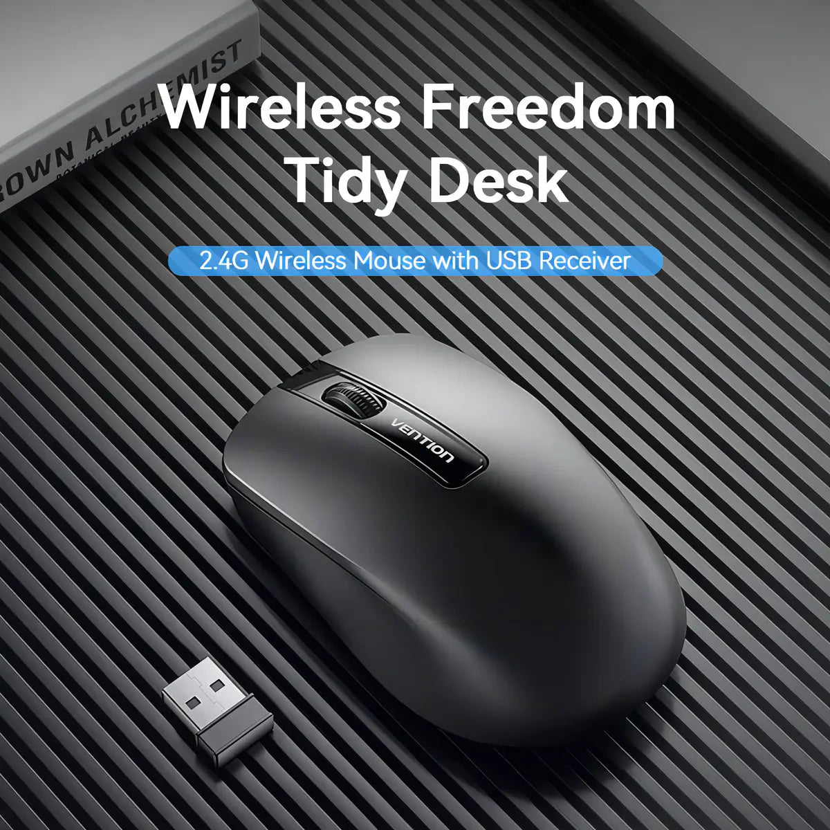 Mouse Optico Vention Inalambrico 10 Metros Usb 1200 Dpi 2,4g Negro