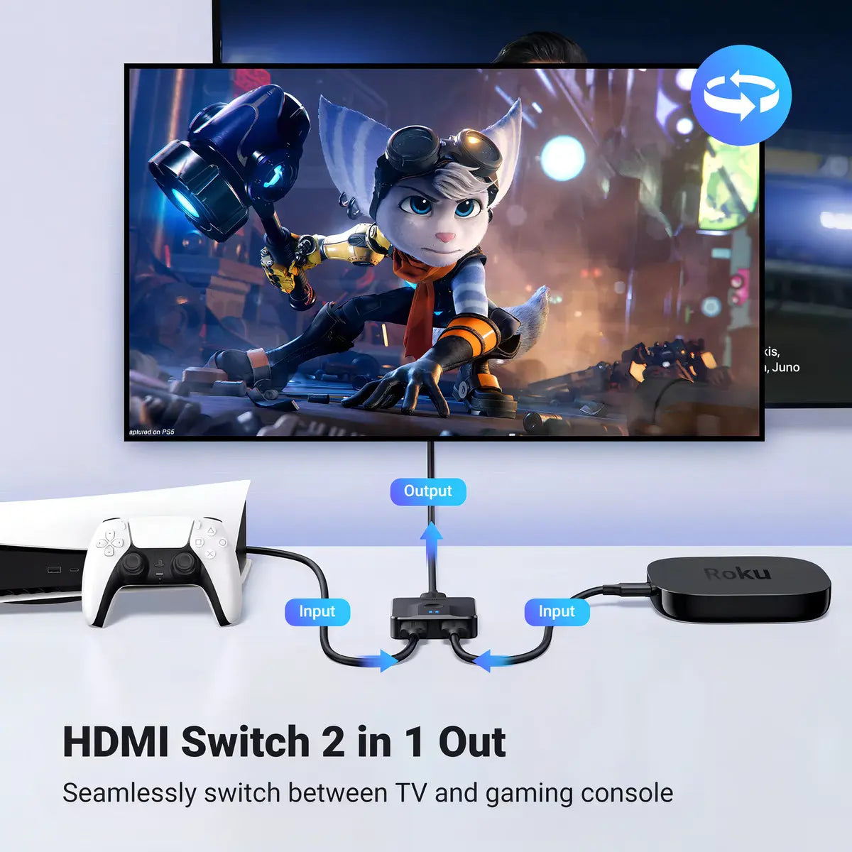 Switcher Hdmi 2 In 1 Out 4k @ 60hz 3d Bidireccional Ugreen