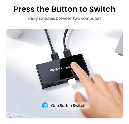 Switch Conmutador Kvm Para Compartir 4 Usb 3,0 2 Pc Ugreen
