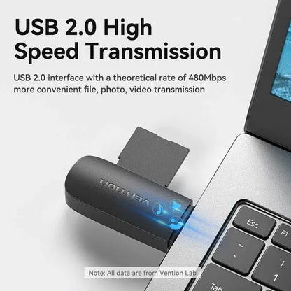 Lectora De Tarjeta - 2 En 1 - Usb 2,0 - Sd Tf Single Vention Negro