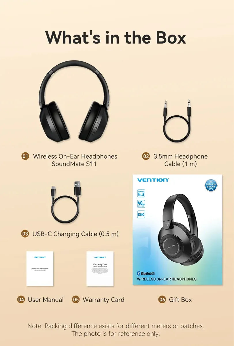 Auriculares Soundmate S11 Inalambricos Bluetooth Vention Negro