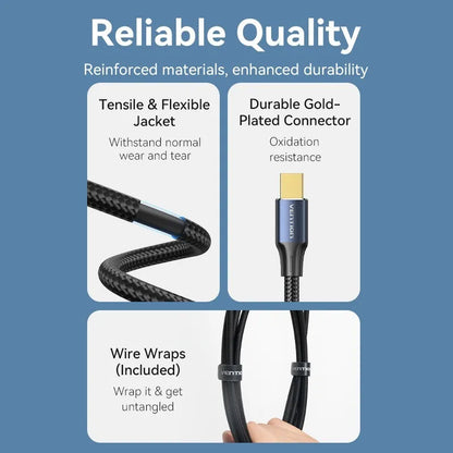 Cable Mini Displayport 8k Trenzado Aluminio 2 Mts Vention