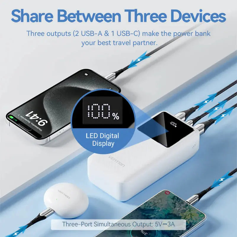 Power Bank Cargador Portatil Carga Rapida 30000 Mah Vention