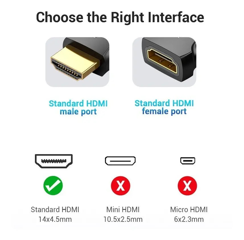 Adaptador Hdmi Macho A Hdmi Hembra 4k Hd 3d Oro Vention