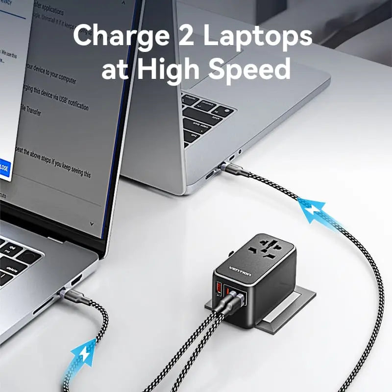 Cargador Pared Universal Usb Celular Pc 120w Bivolt Vention Negro