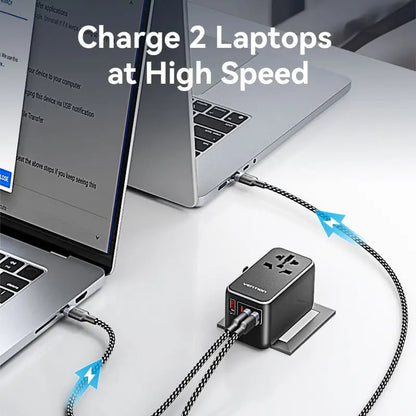 Cargador Pared Universal Usb Celular Pc 120w Bivolt Vention Negro